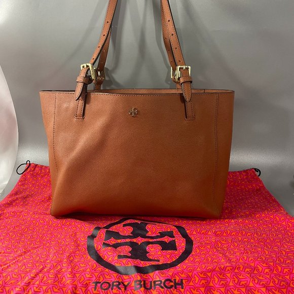 Tory Burch Brown Leather Tote Shoulder Bag with Dust Bag